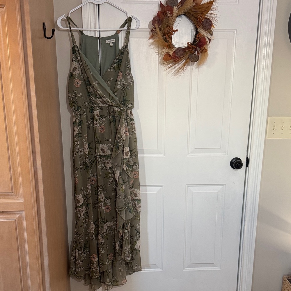 Speechless Olive Floral Asymmetrical Dress